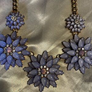 Elegant Floral Statement Necklace in Purple and Gold